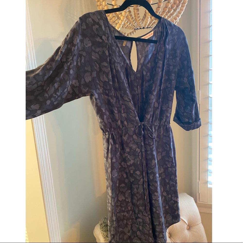 Rebecca Taylor drawstring waist animal print silk dress